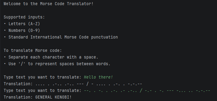 Morse Code Translator screenshot